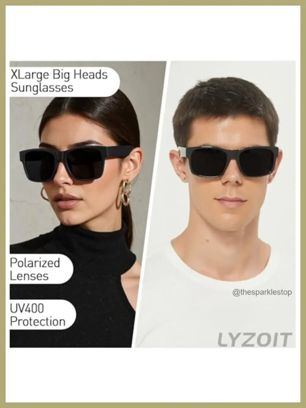 XL Oversized Square Sunglasses Polarized UV400 for Big Heads Men Wide Face